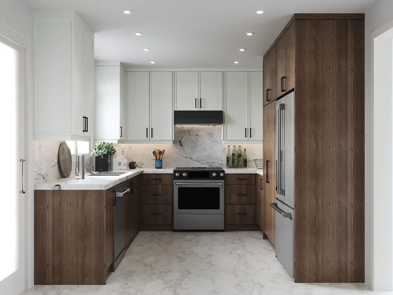 U-shaped kitchen layout